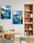Blue abstract wall art canvas for modern living room decor