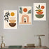 Boho botanical abstract canvas wall art set of 3 in modern interior