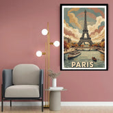 Paris city vintage travel canvas wall art
