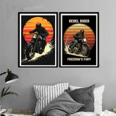 Classic motorcycle rebel rider canvas wall art
