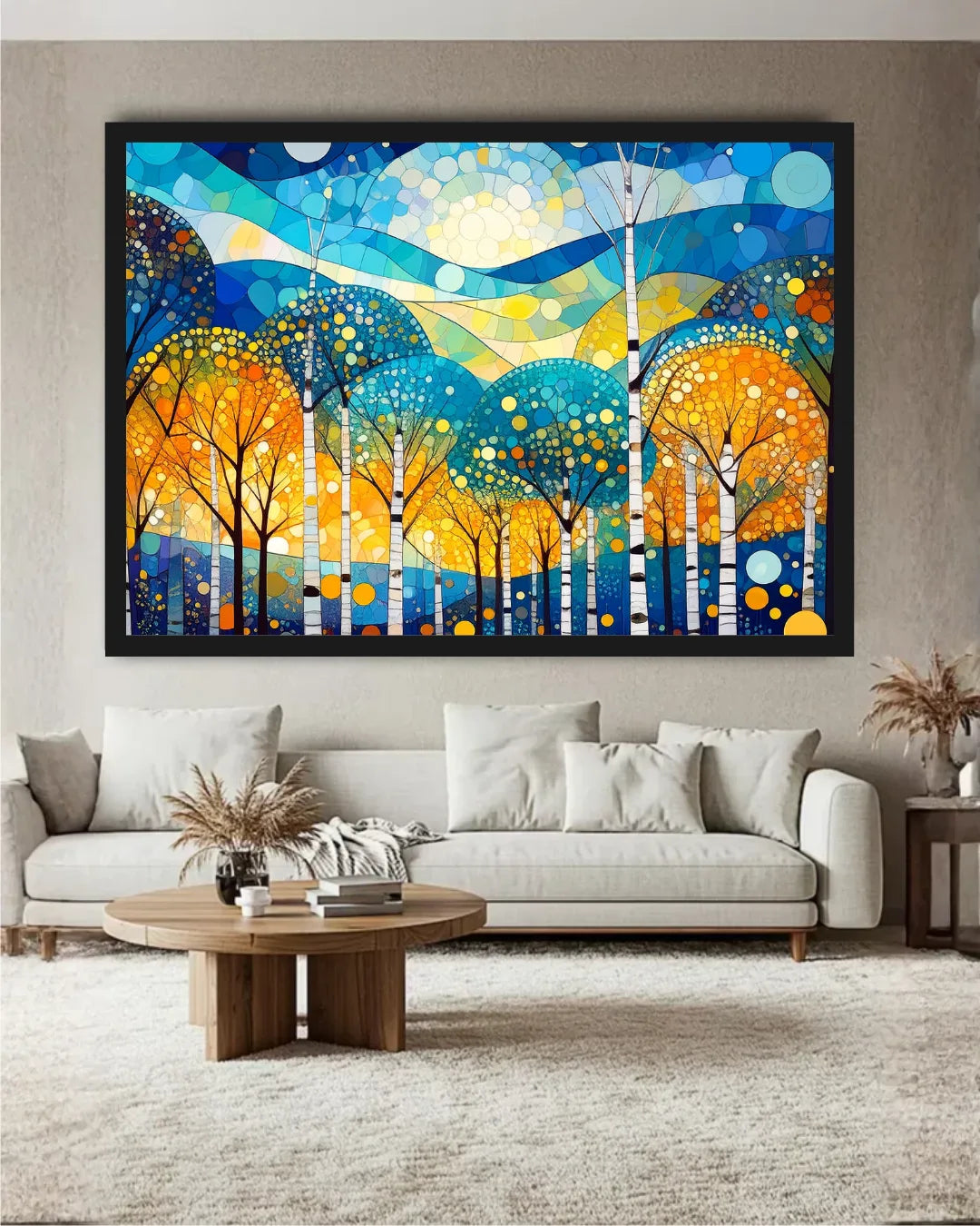Colorful Abstract Forest Wall Art Canvas Painting for Modern Living Room Decor