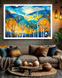 Stained Glass Forest Canvas Painting for Contemporary Living Room Wall Decor