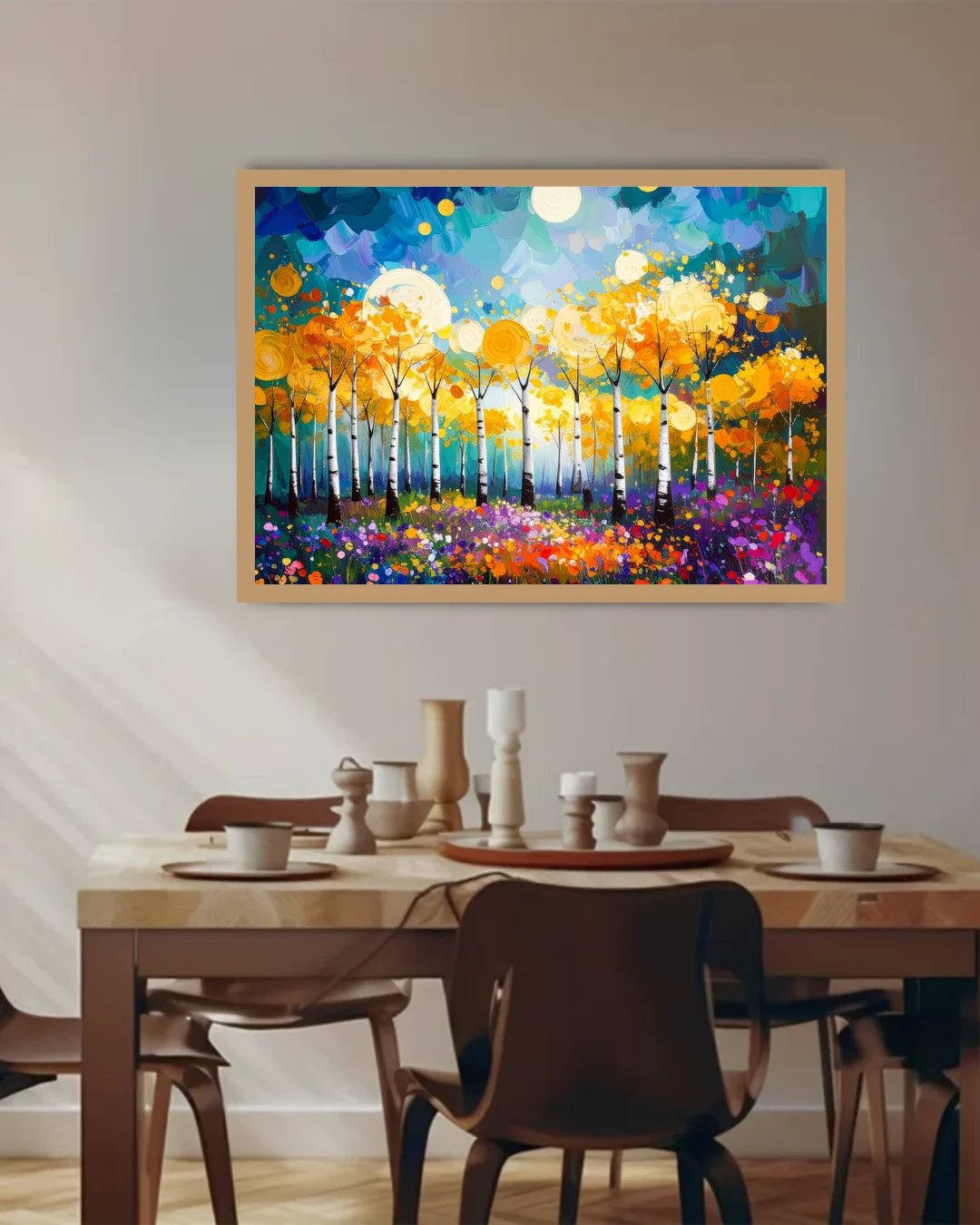 Colorful Abstract Forest Wall Art Canvas Painting for Modern Living Room Decor