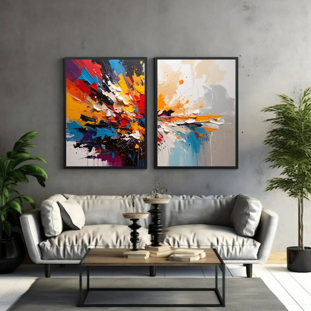 Colorful abstract wall art for modern living room