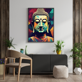 Colorful Buddha wall art canvas for peaceful living room decor