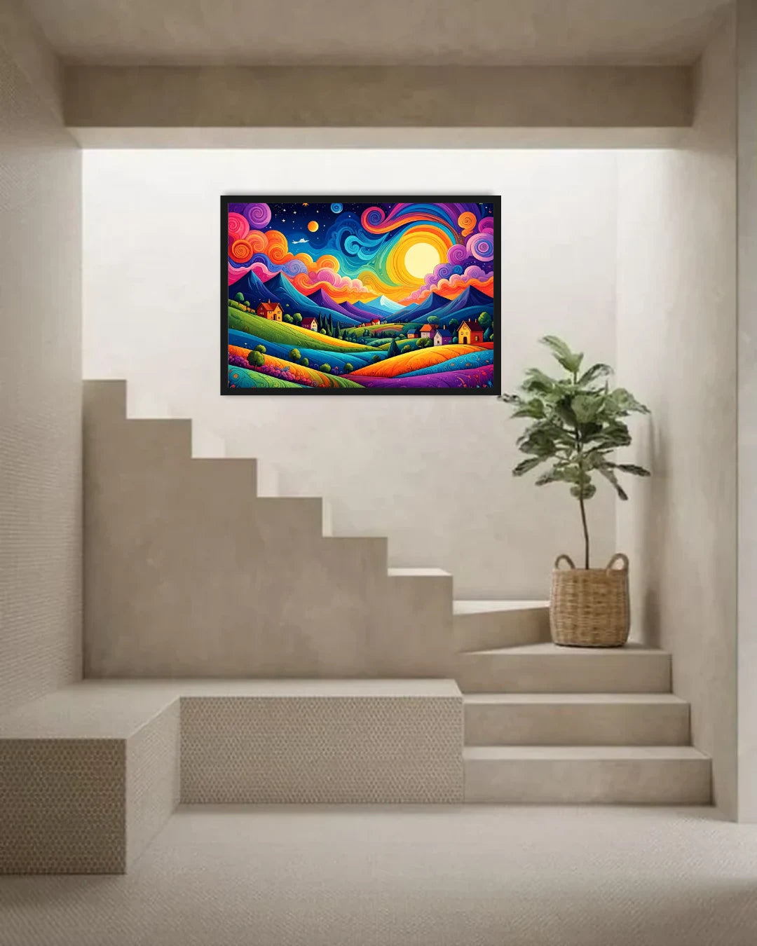 Vibrant Dreamscape Canvas Painting for Contemporary Wall Decoration