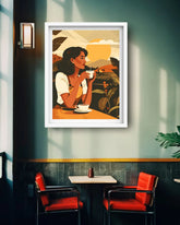 Colorful abstract figurative couple portrait canvas wall art