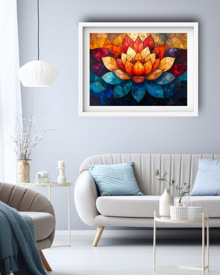 vibrant lotus flower wall art canvas spiritual painting for living room