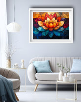 vibrant lotus flower wall art canvas spiritual painting for living room