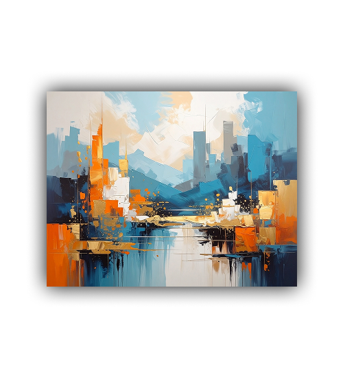 Contemporary cityscape wall art in modern abstract style