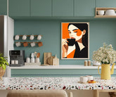Contemporary woman portrait wall painting in modern abstract art style