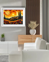 Contemporary golden city framed wall art