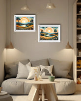Contemporary landscape canvas wall art set