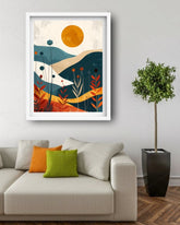minimal abstract wall art canvas in modern living room
