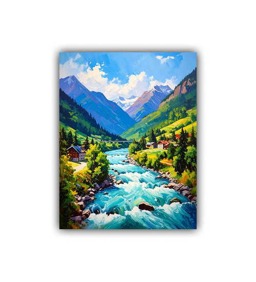 Mountain River Valley – Wall Art Canvas