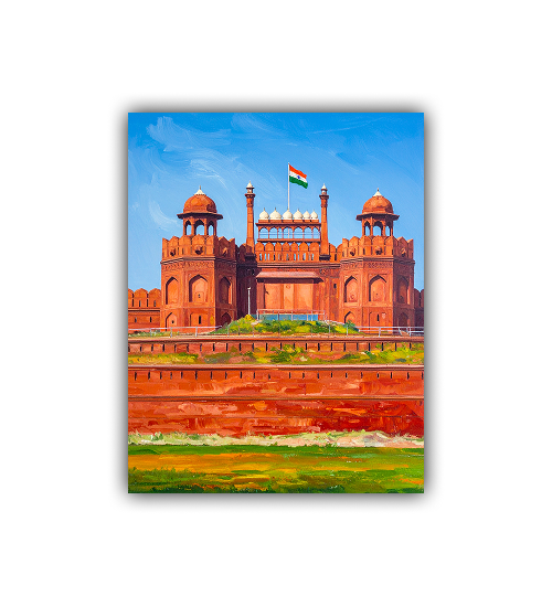 Red Fort Delhi landscape canvas painting
