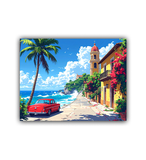 Tropical Coastal Paradise Art -  Wall Art Canvas