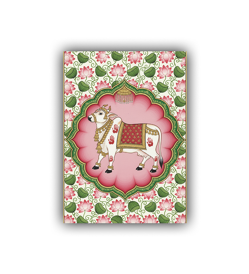 Blessed Kamdhenu Cow – Royal Pink Aura Wall Art Canvas