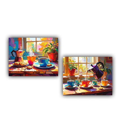 Modern Tea - Set Of 2 - Wall Art Canvas