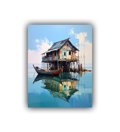 Rustic Lakehouse Reflections – Wall Art Canvas