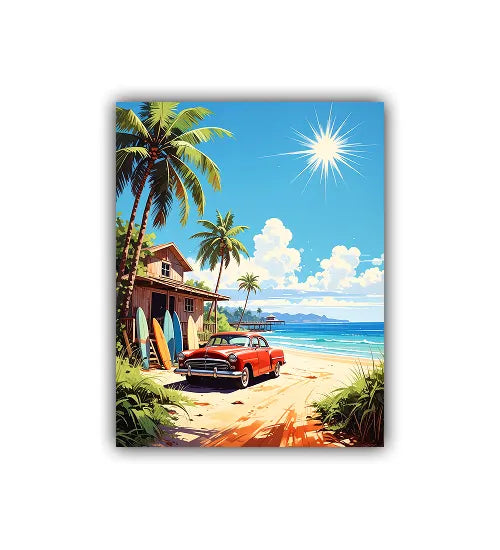 Island Cruiser: The Vintage Beach Escape - Wall Art Canvas