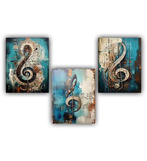Abstract Musical Notes Canvas Wall Art Set of 3 – Wall Art Canvas