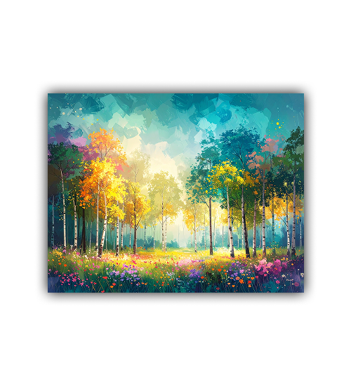 Abstract Warm Forest Landscape - Wall Art Canvas