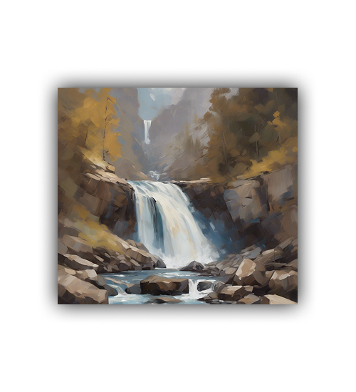 Autumn Rocky Waterfall Canyon - Wall Art Canvas