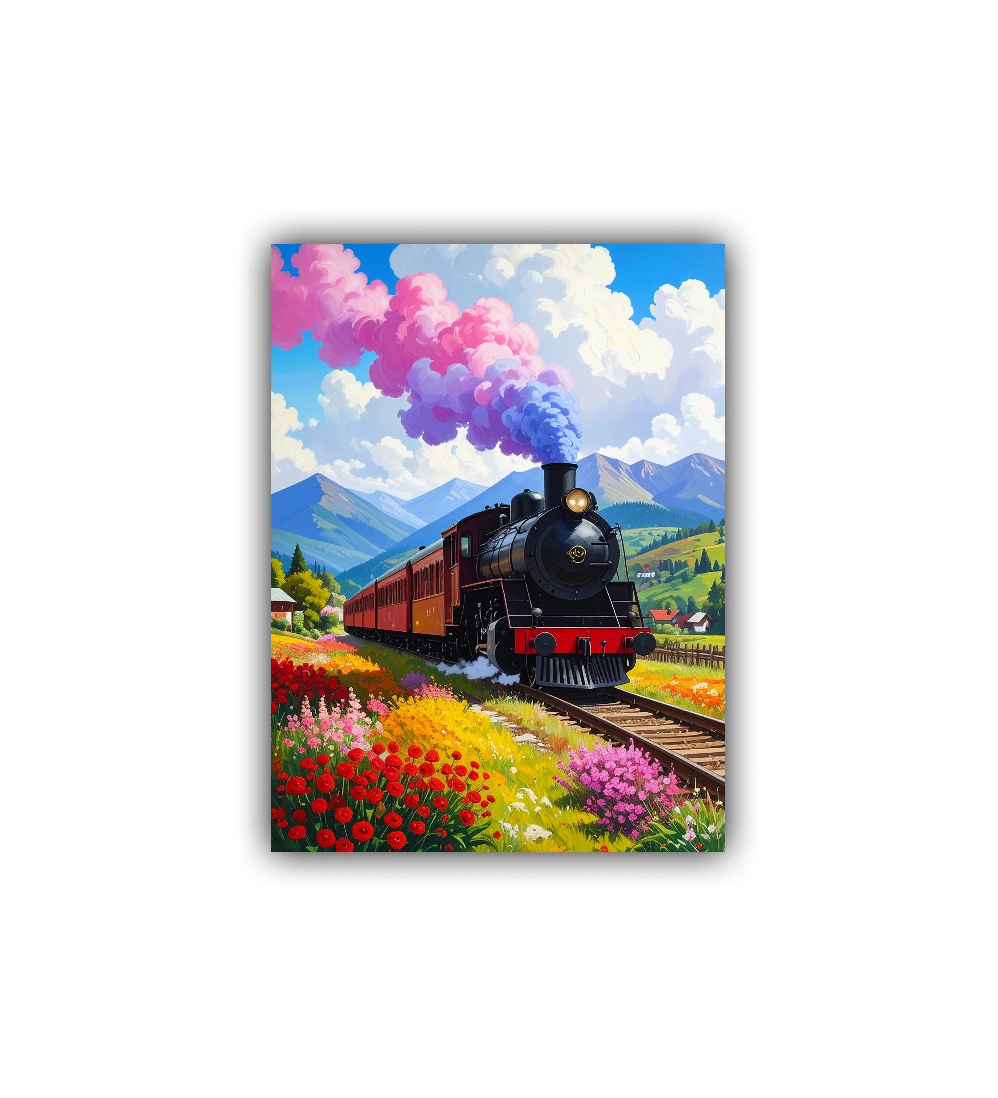 Vintage Train Landscape - Wall Art Canvas