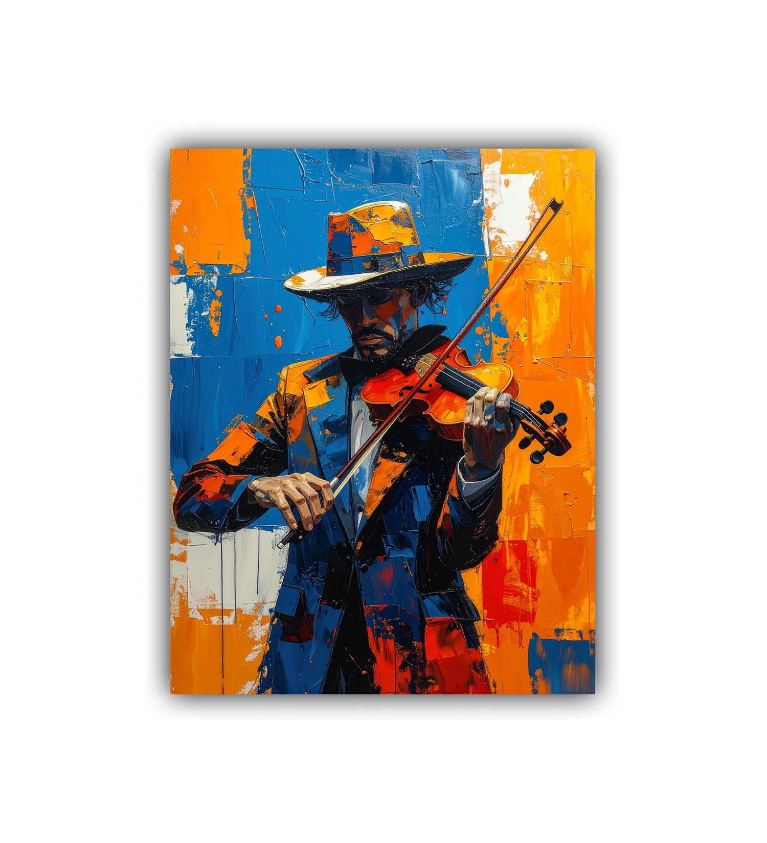 Abstract Violin Player Art - Wall Art Canvas