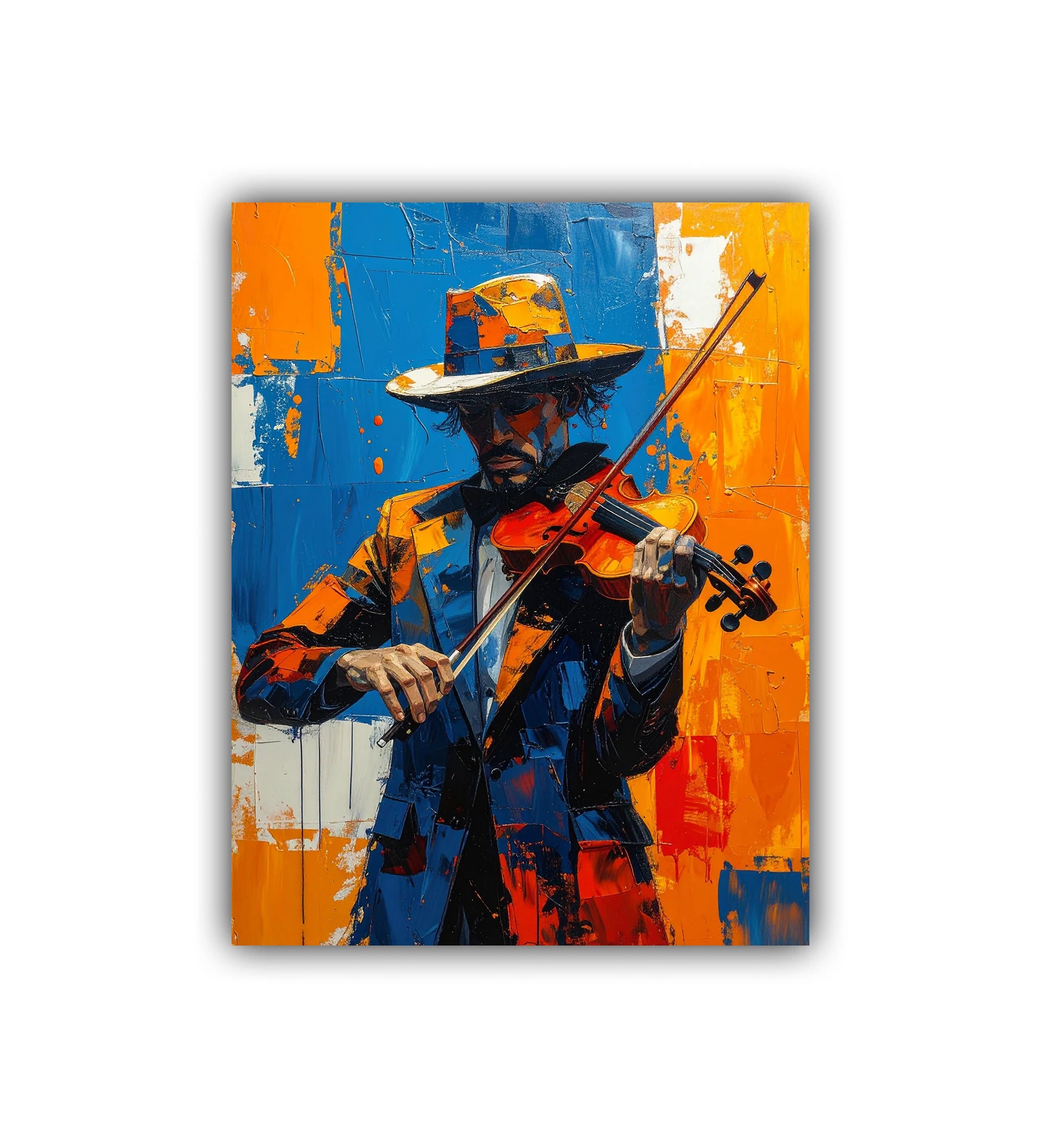 Abstract Violin Player Art - Wall Art Canvas
