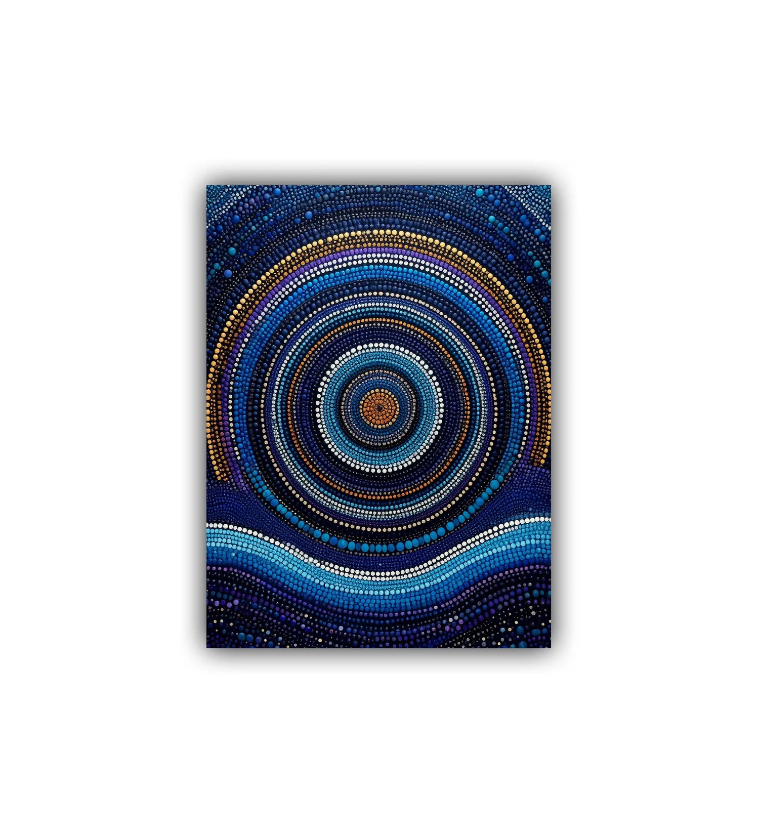 Blue Mandala Circle Art - Wall Art Canvas