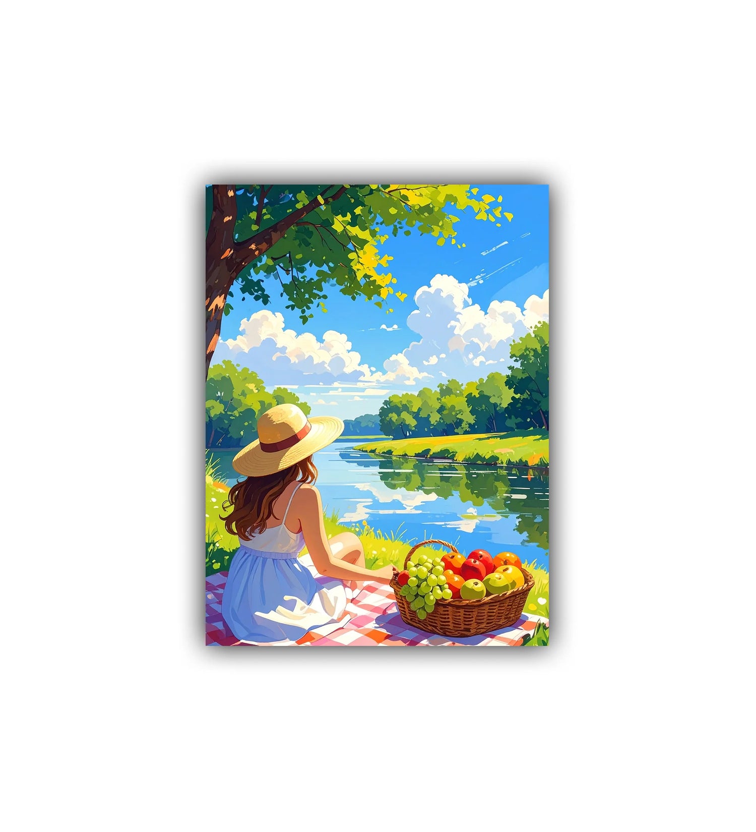 Woman by the Lake Landscape - Wall Art Canvas