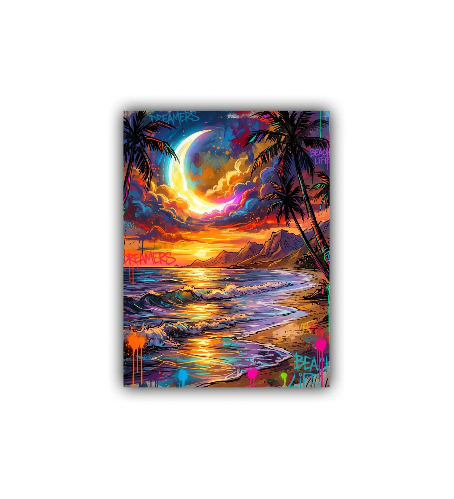 Vibrant Sunset Beach Seascape - Wall Art Canvas