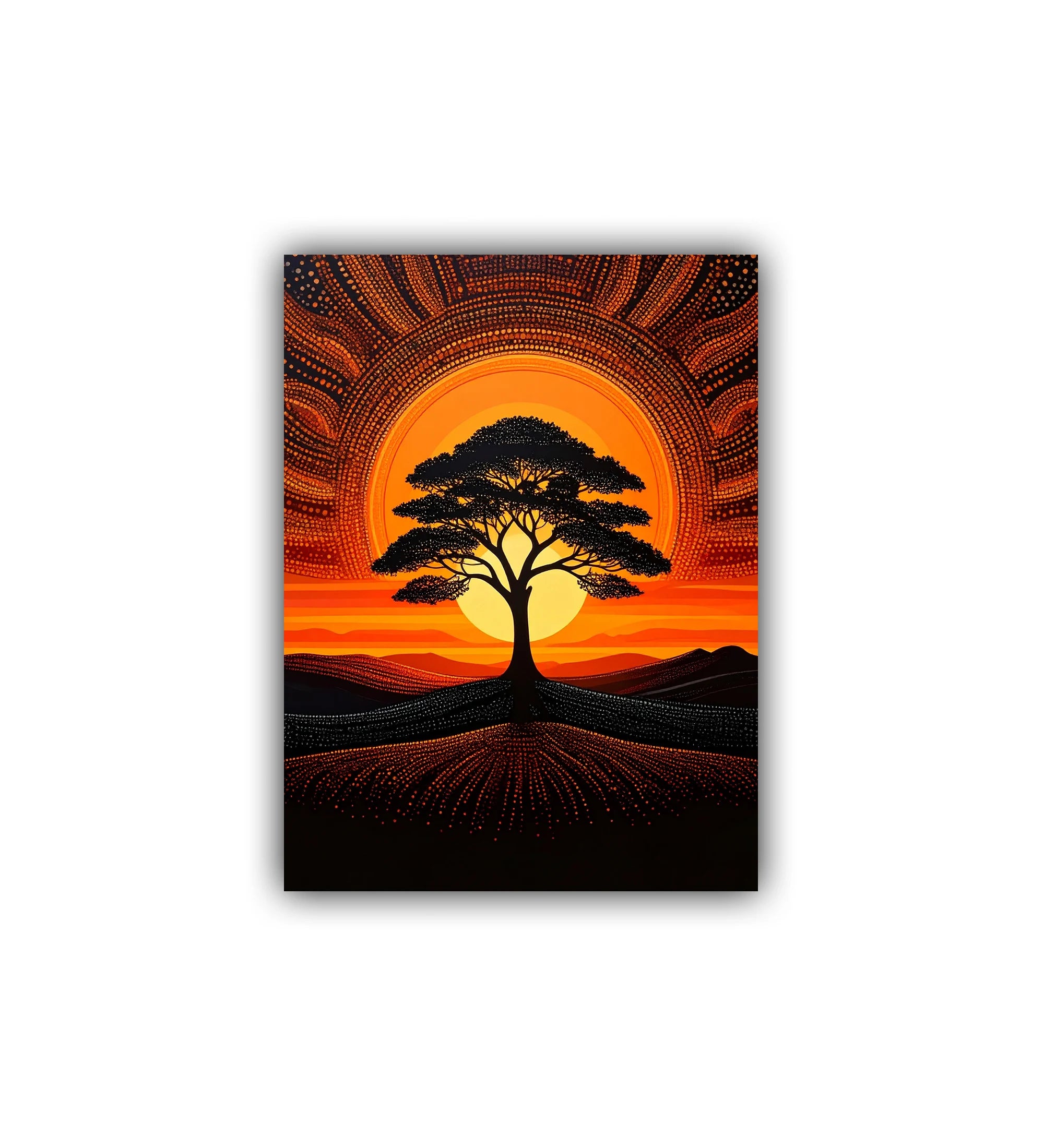 Sunset Tree Silhouette Art - Wall Art Canvas