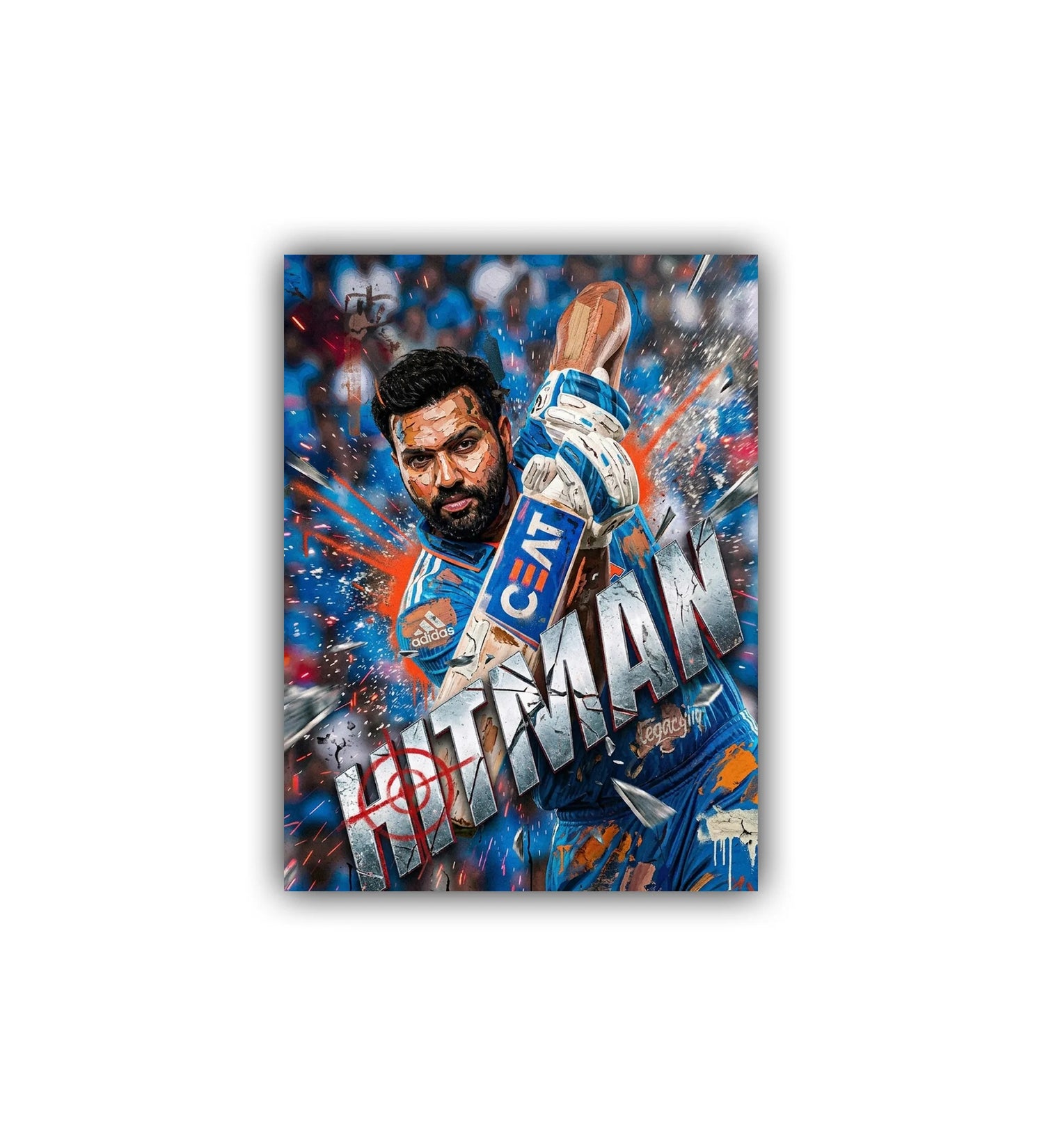 Colorful sports-themed poster with a player in action, featuring prominent branding.
