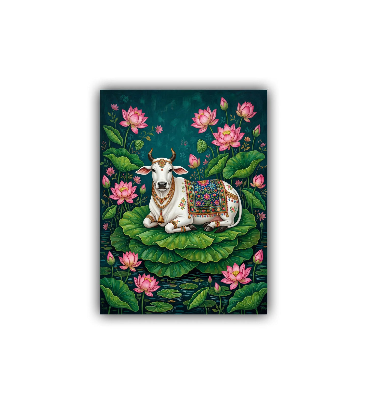 Sacred Cow Lotus Art - Wall Art Canvas