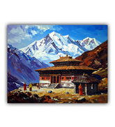 Himalayan mountain temple canvas wall art
