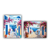 Mediterranean street canvas wall art set of two
