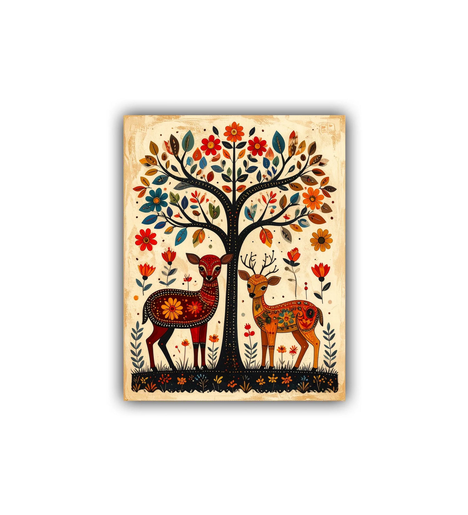 Tree of Life Deer Wall Art - Wall Art Canvas