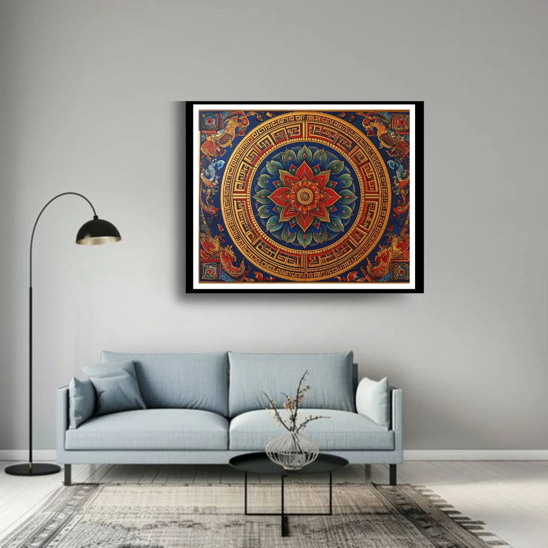 Modern mandala wall art painting for elegant living room wall
