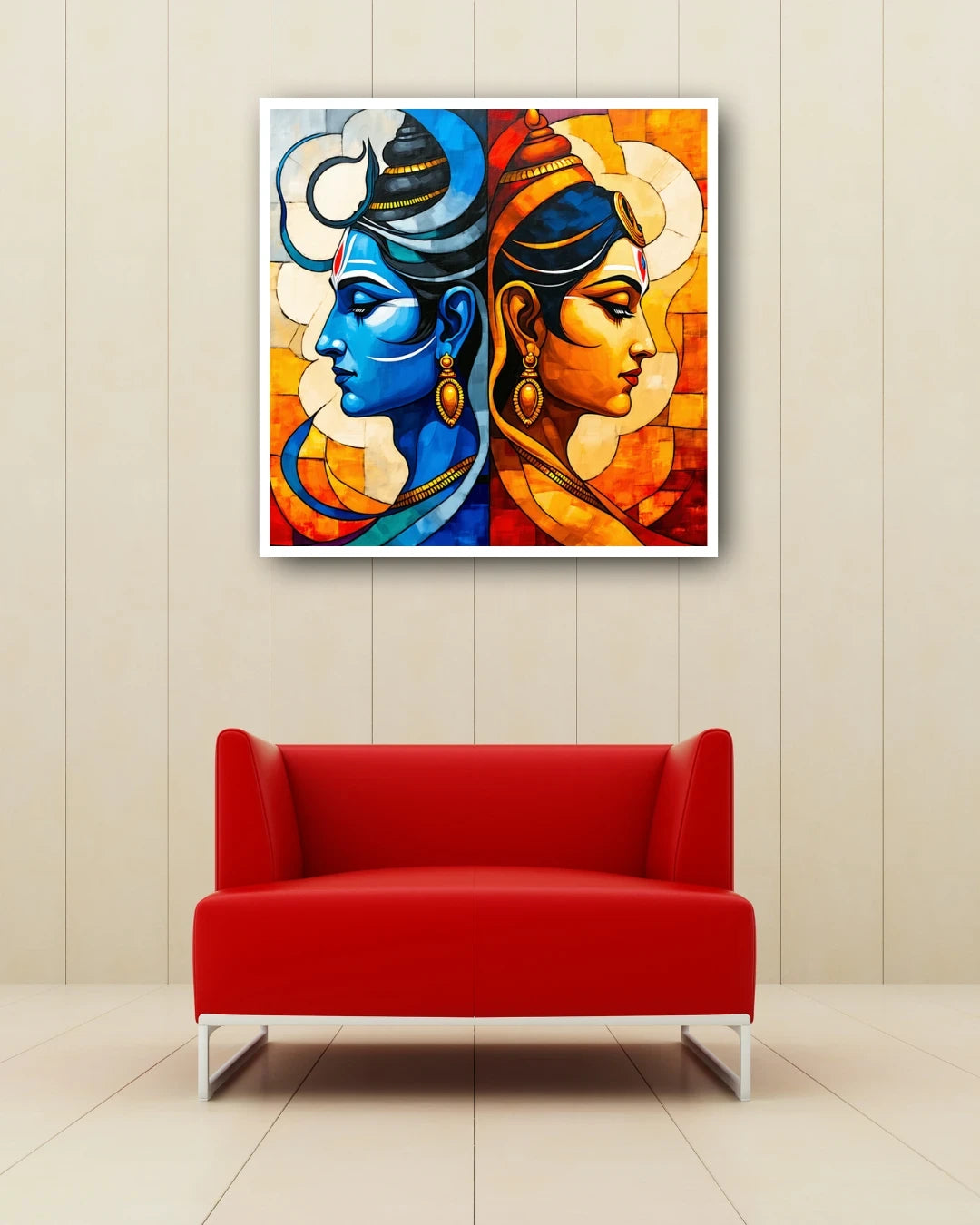 Modern Shiva Parvati abstract painting for contemporary home interiors
