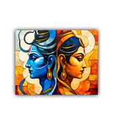 Abstract Lord Shiva and Goddess Parvati portrait in modern artistic style

