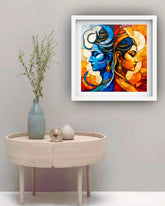 Divine Shiva Parvati modern wall art for elegant spiritual interiors
