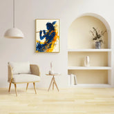 Abstract flute player artwork for contemporary home interior
