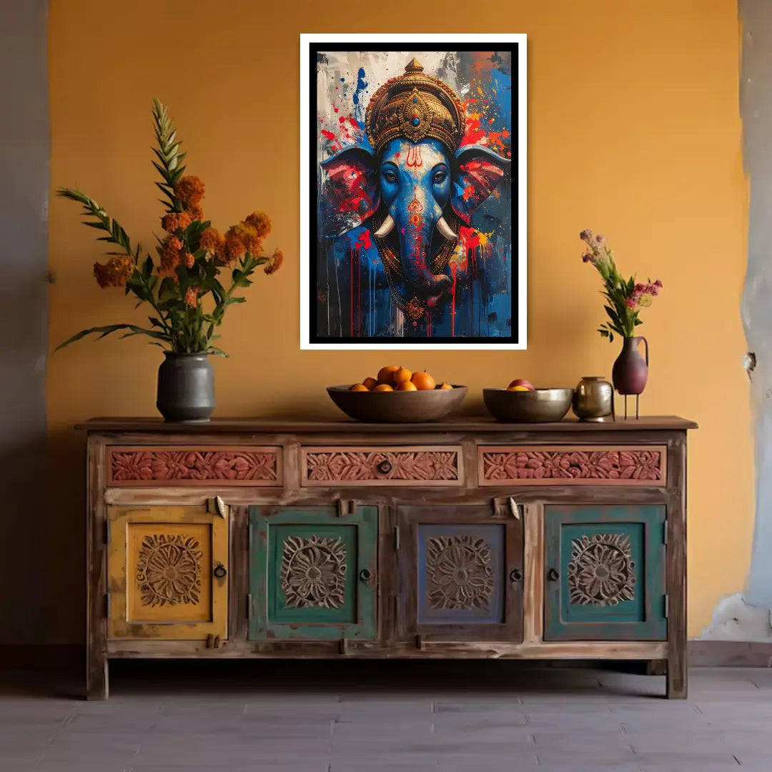 Divine elephant modern colorful wall art canvas painting for living room decor