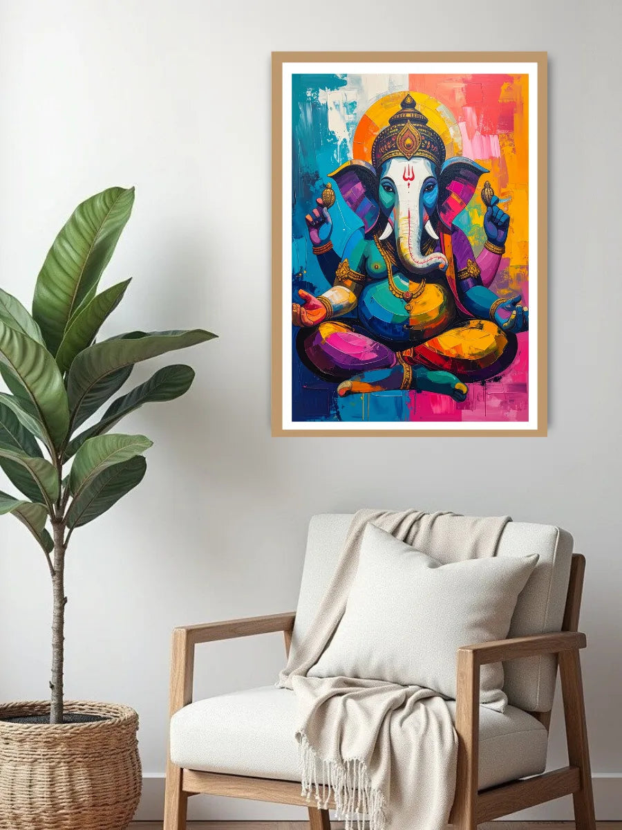 Divine elephant seated wall art canvas above sofa