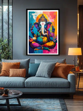 Divine elephant seated figure modern wall art canvas painting for living room decor