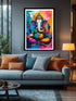 Divine elephant seated figure modern wall art canvas painting for living room decor