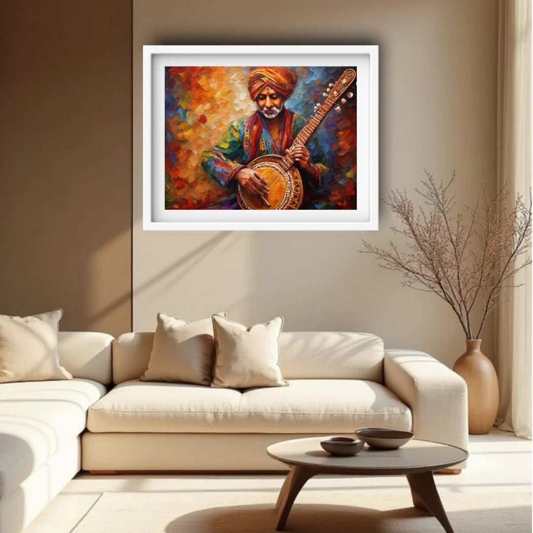 Ethnic musician canvas art for living room wall decor